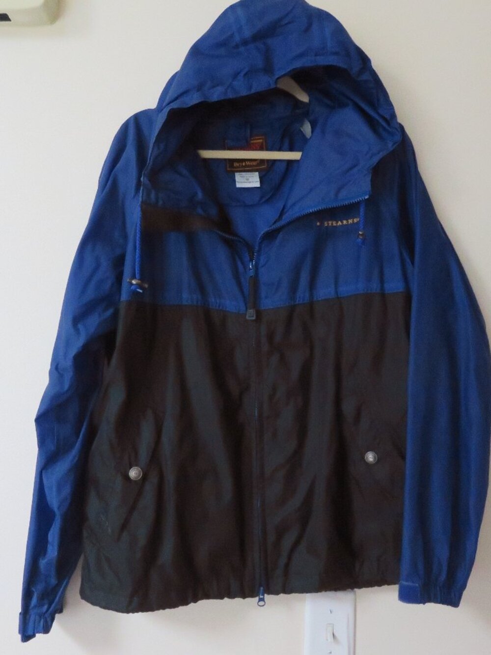 Stearns Vintage Nylon Raincoat Jacket Blue Outdoors Hiking Medium